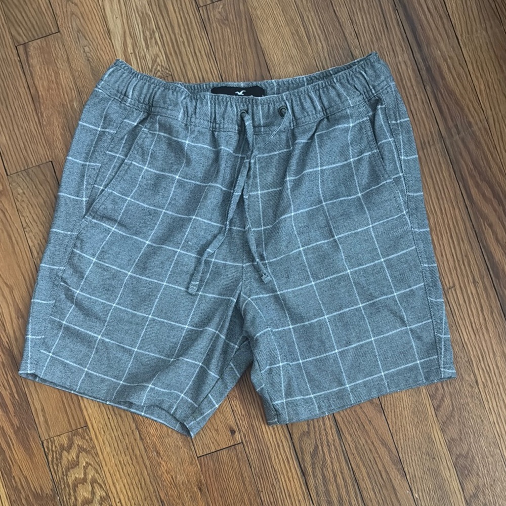 Hollister Co. Gray Checkered Drawstring Shorts, XS.